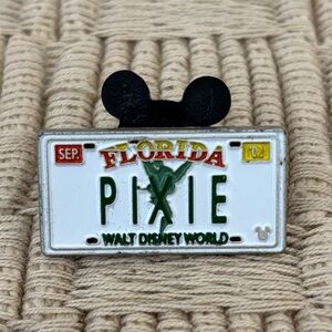 DISNEY 2007 Tinker Bell “Pixie” Florida License Plate Hidden Mickey Pin